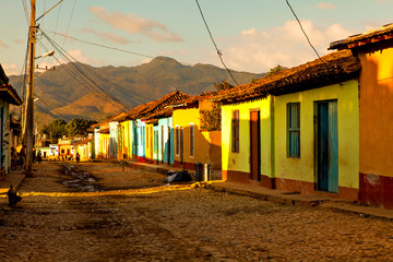 Colorful traditional houses in the colonial town Trinidad, Cuba