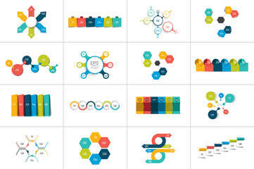 Obraz premium Mega set of 6 steps infographic templates, diagrams, graph, presentations, chart. Business concept.