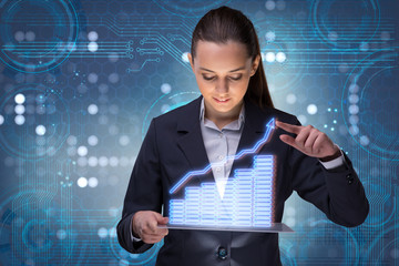 Businesswoman in stock trading business concept