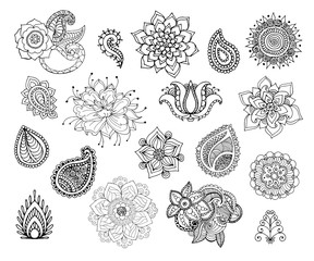 Henna doodle vector elements.