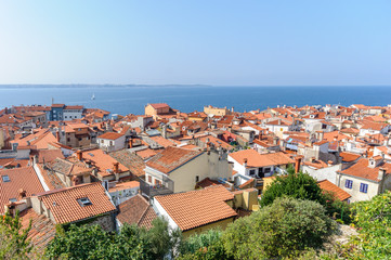 Fototapeta na wymiar Aerial view of Piran town