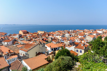 Obraz premium Aerial view of Piran town