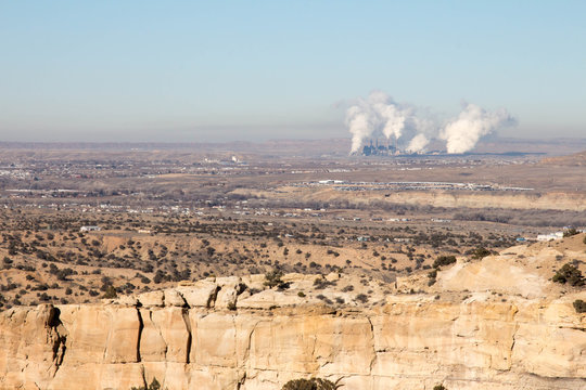 Coal Fired Power Plant And Arid Landscape In Northern New Mexico