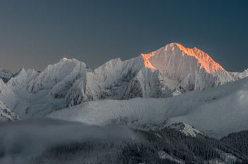 Panele Szklane  Winter Tatra mountains, Lodowy Szczyt (Ice Peak) in High Tatra mountain range