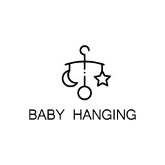 Baby hanging flat icon or logo for web design.