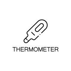 Thermometer flat icon or logo for web design.