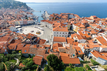 Aerial view of Piran town