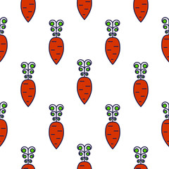 Carrot line icon seamless vector pattern.