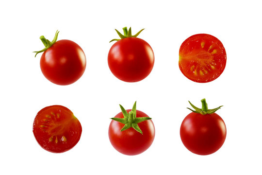 Small tomatoes isolated on white background, Cherry