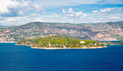 Obraz premium Cote d'Azur France. Beautiful panoramic aerial view city of Nice, France. Luxury resort of French riviera