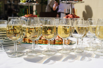 glasses with champagne at the wedding ceremony