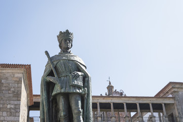 Statue of king Duarte, also called Edward, ancient Portugal sovereign, placed in Viseu - obrazy, fototapety, plakaty