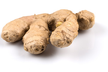 fresh ginger on white background