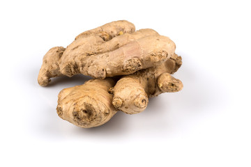fresh ginger on white background