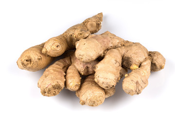 fresh ginger on white background