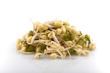 Pea seeds with sprouts close up