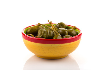Bowl of canned capers