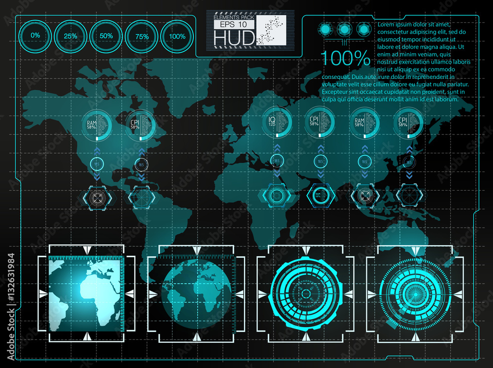Poster futuristic user interface.hud background outer space. infographic elements. digital data, business a