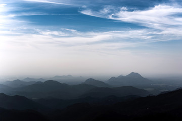 Fototapeta premium Young, freedom on mountain peak landscape..