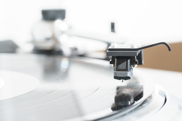 turntable black vinyl Headshell Cartridge closeup