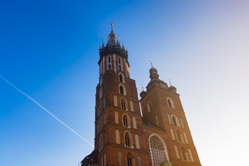 St. Mary's Basilica on a main square in Krakow, Poland.