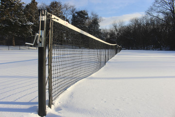 tennis net in snow