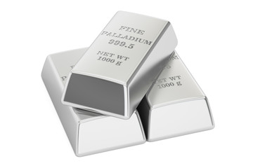 Palladium ingots, 3D rendering