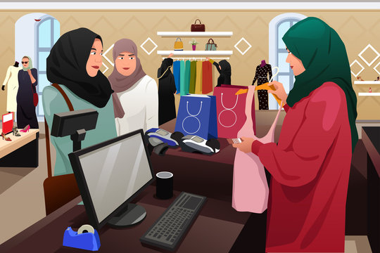 Muslim Women Shopping in a Clothing Store