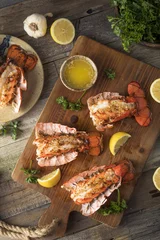 Aluminium Prints Sea Food Seasoned Baked Lobster Tails