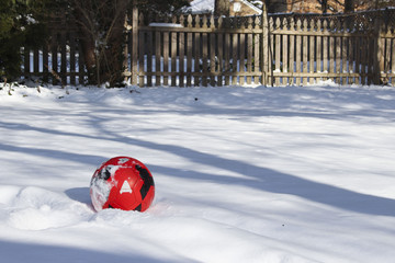 soccer ball in snow
