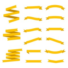 Obraz premium Paper banners ribbons in origami style. Set of banner ribbon templates for decoration and advertisement. White background. Vector illustration