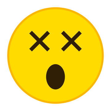 recommend clip art: Dead emoticon with cross eyes in trandy flat style. Lifeless emoji vector illustration.