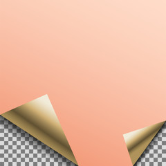 Folded copper foil blank vector note planner sticker.