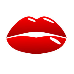 Beautiful sexy red lips on a white background. Trendy vector