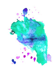 Colorful abstract watercolor texture with splashes and spatters. Modern creative watercolor background for trendy design.