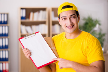 Delivery man delivering parcel box