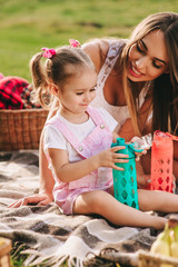 mother and daughter on picnic