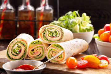 Sandwiches twisted roll tortilla wraps
