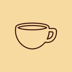 cup of coffee tea line icon brown on creme