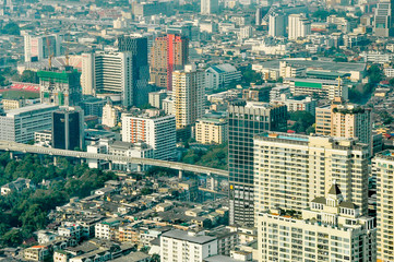 Fototapeta na wymiar Aerial city view of central part of Bangkok, Thailand, Asia
