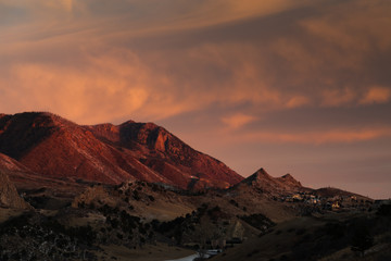 Dawn breaking in Colorado Springs, Colorado