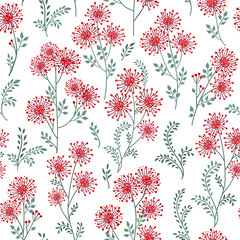 Floral tile pattern. Leaves and flowers. Nature Herb background.