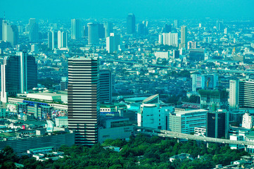 Aerial city view of central part of Bangkok, Thailand, Asia