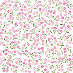 Obraz premium Floral white pattern. Flower seamless background. Flourish ornament. Spring garden texture