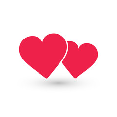 Two hearts icon, vector isolated love red smbol.