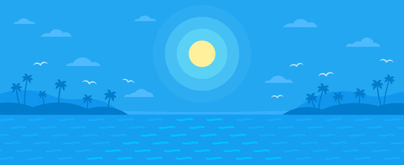 Summer blue flat vector background