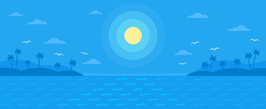 Summer Blue Flat Vector Background