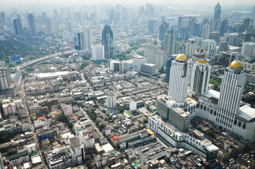 Fototapeta premium Aerial city view of Bangkok