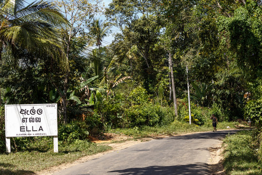 Road sign in Ella, Sri Lanka
