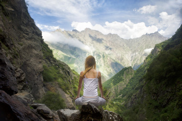 Naklejka na ściany i meble Yoga in the mountains